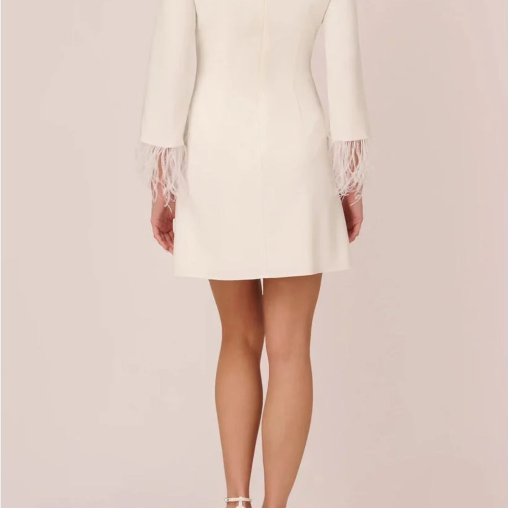 New Aidan Mattox Cream Longsleeve Mini Dress - Picture 2 of 4